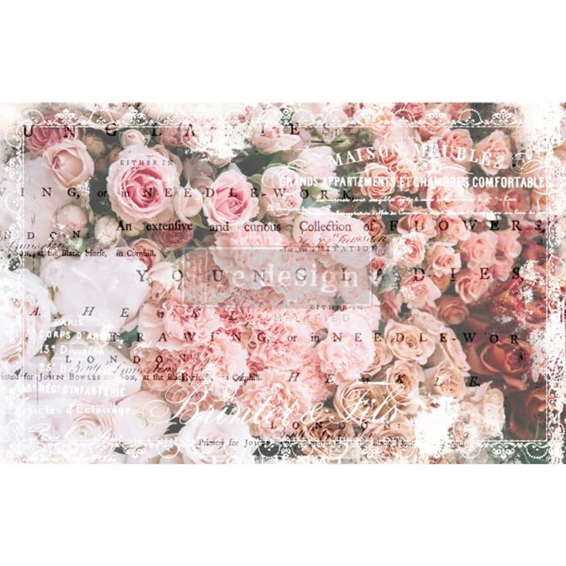 Carta da Découpage "ANGELIC ROSE GARDEN" in Tessuto 48x76cm
