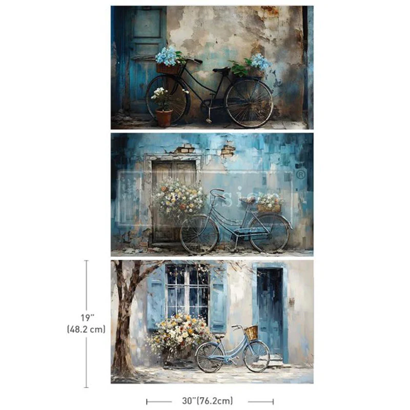 Carta da Découpage "BIKE BREAK" in Carta in tessuto 76x50 cm