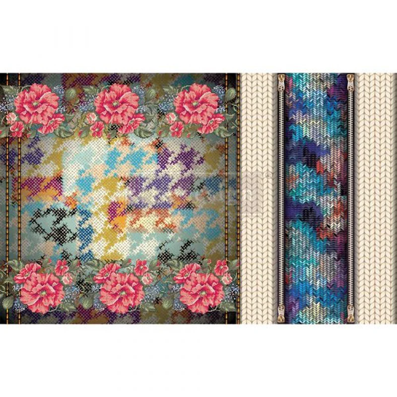 Carta da Découpage "CECE LOVELY STICHES" in Tessuto 48x76cm