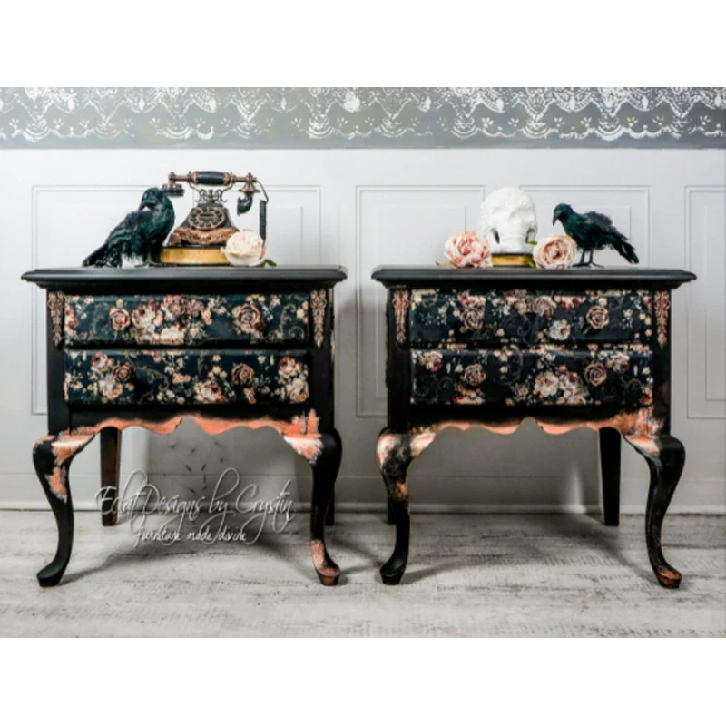 Carta da Découpage "DARK FLORAL" in Tessuto 48x76cm - Image 2