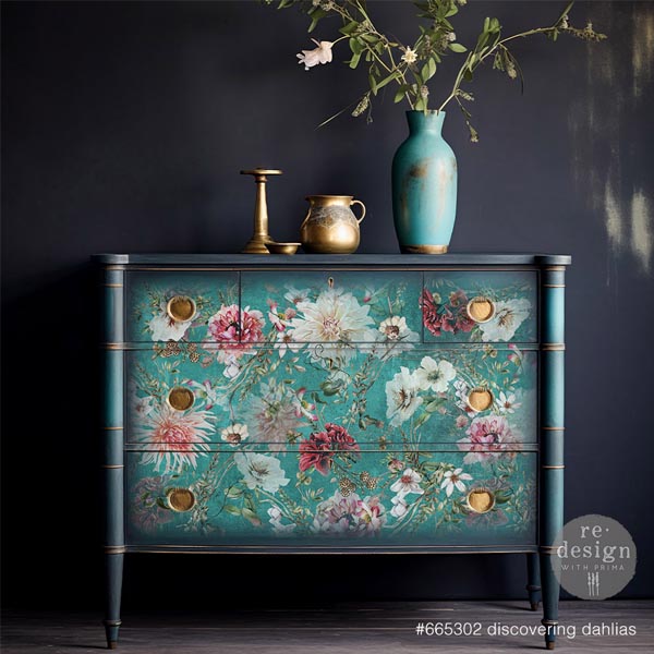 Carta da Découpage "DISCOVERING DAHLIAS" in Tessuto 49.53 x 76.2 cm - Image 2