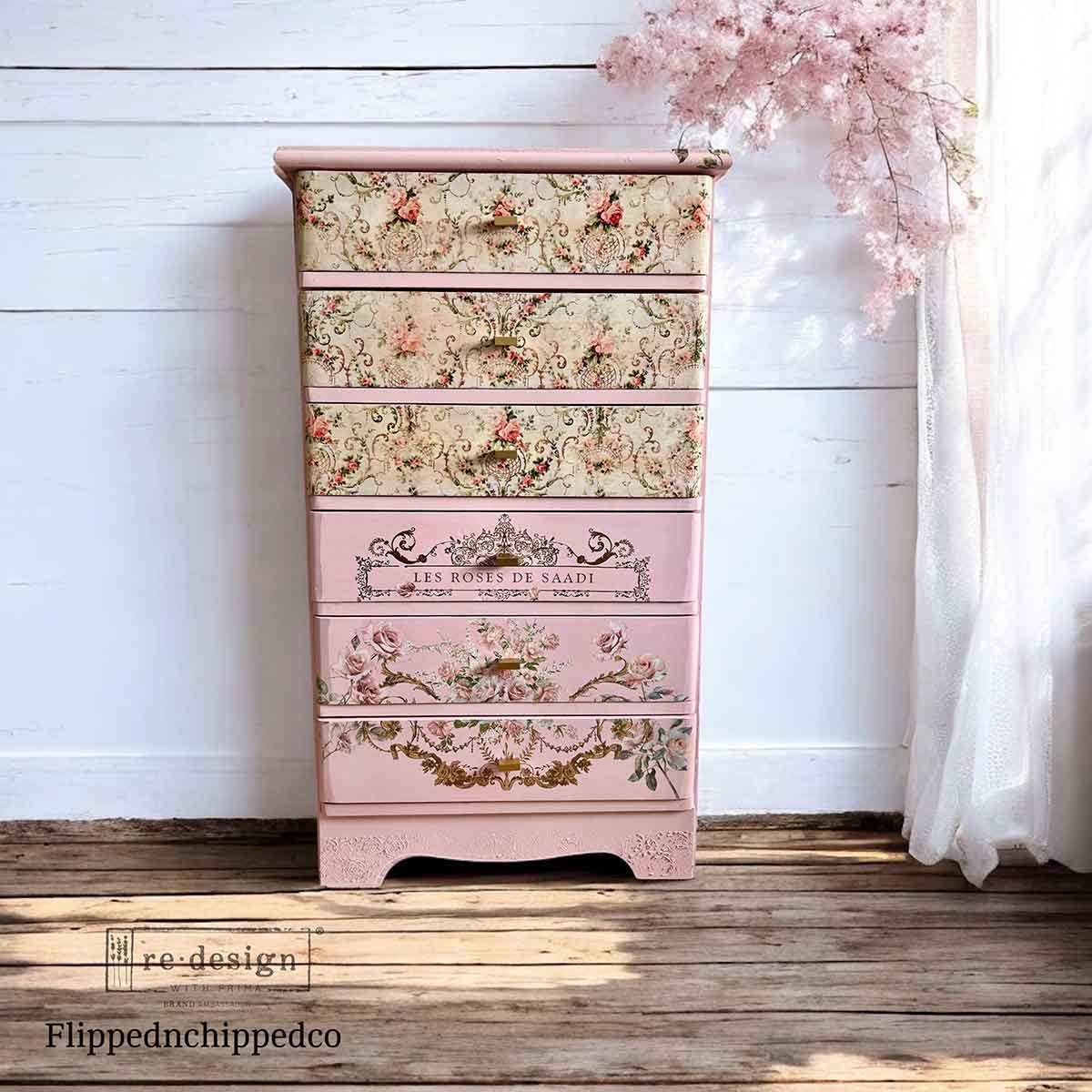 Carta da Découpage Double "Blushing Bloom" in Tessuto 2 fogli Formato 49.5 cm × 76.2 cm e 29.7 cm × 41.9 cm - Image 3