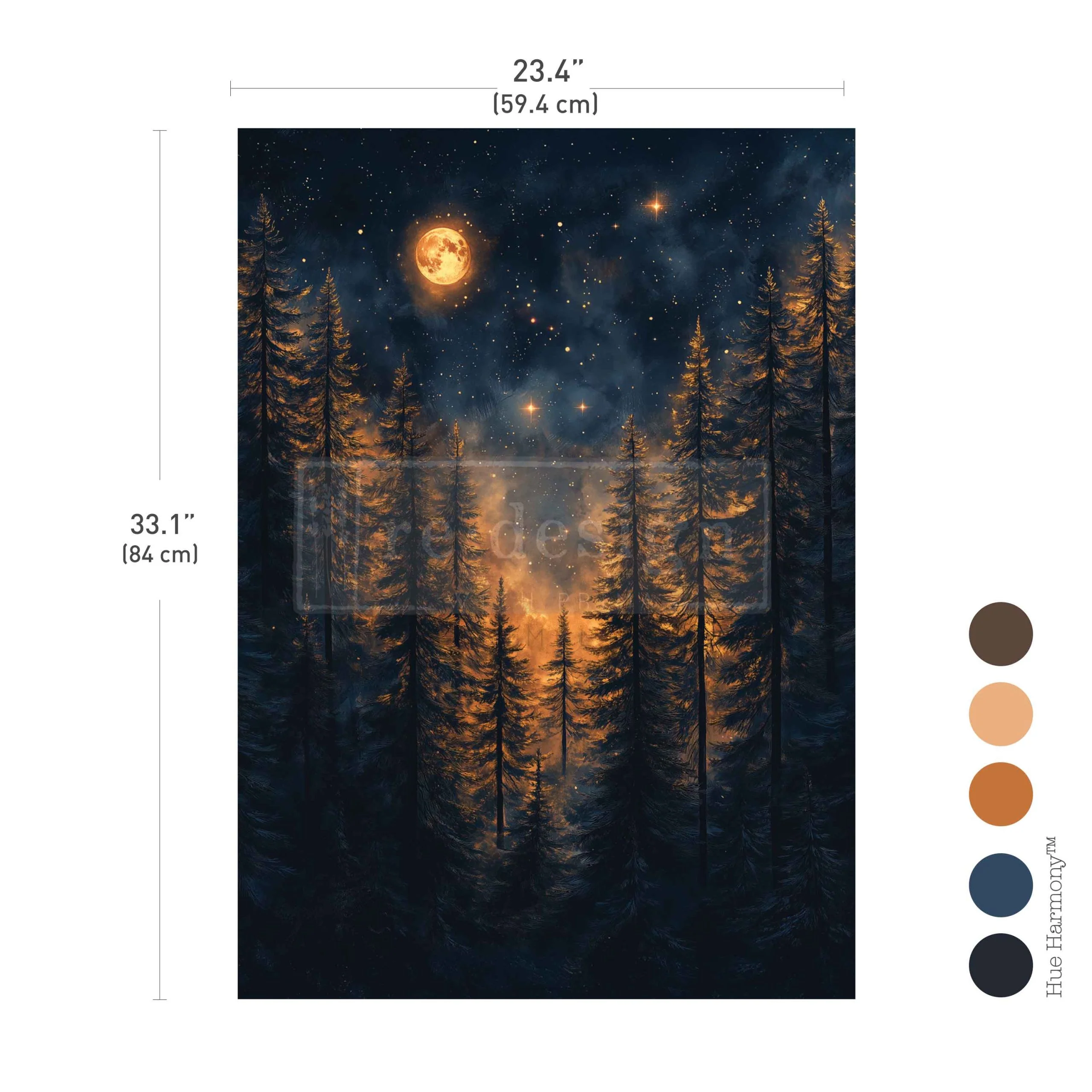 Carta da Decoupage Fiber “Moonlit Forest" 1 foglio A1