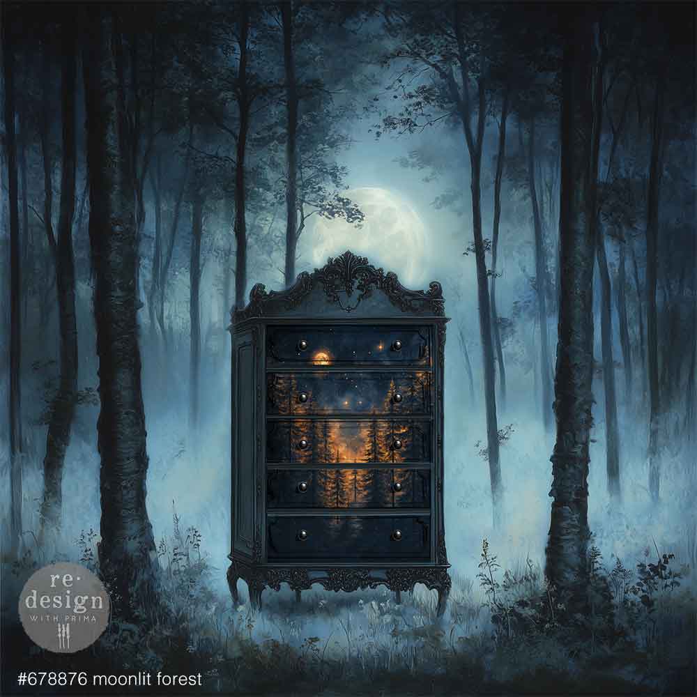 Carta da Decoupage Fiber “Moonlit Forest" 1 foglio A1 - Image 2