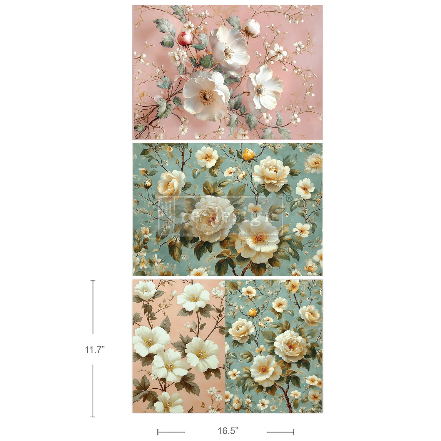 Carta da Découpage Fiber Pack - Pure Petal Elegance 3 fogli A3