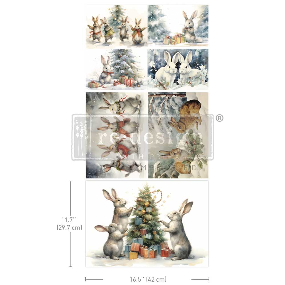 Carta da Découpage Fiber Paper "Bunny Wonderland" - 3 fogli A3