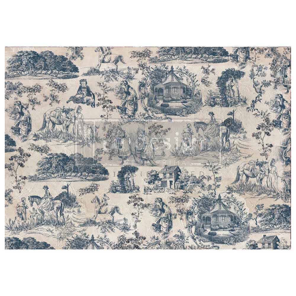 Carta da Découpage fiber - Kacha "Toile de jouy" 1 foglio A1