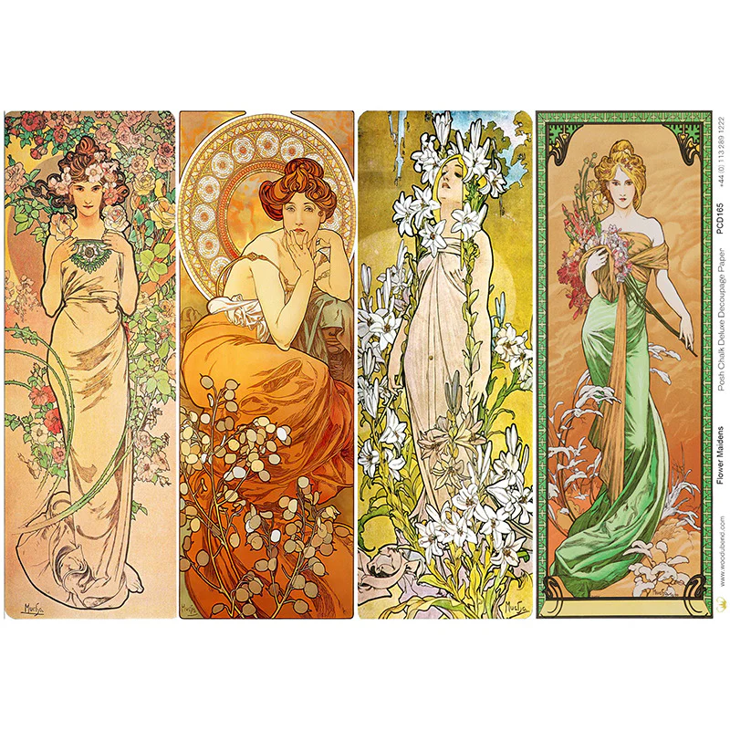 Carta da Découpage "Flower Maidens" in Carta di Riso Posh chalk 58x81cm
