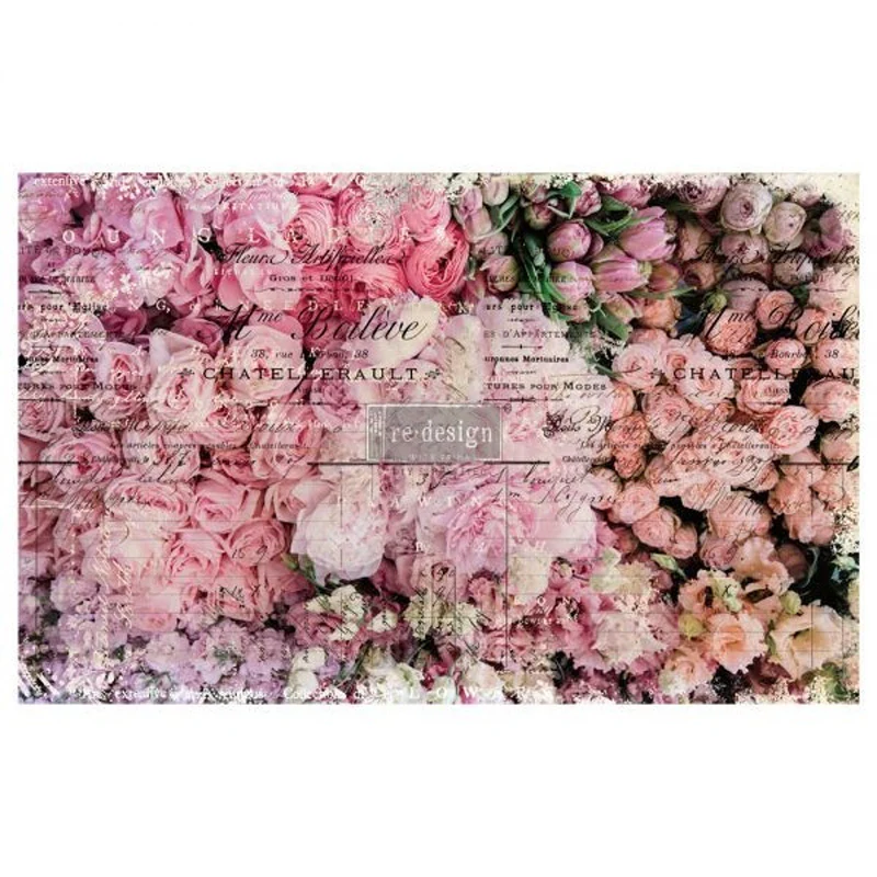 Carta da Découpage "FLOWER MARKET" in Tessuto 48x76cm