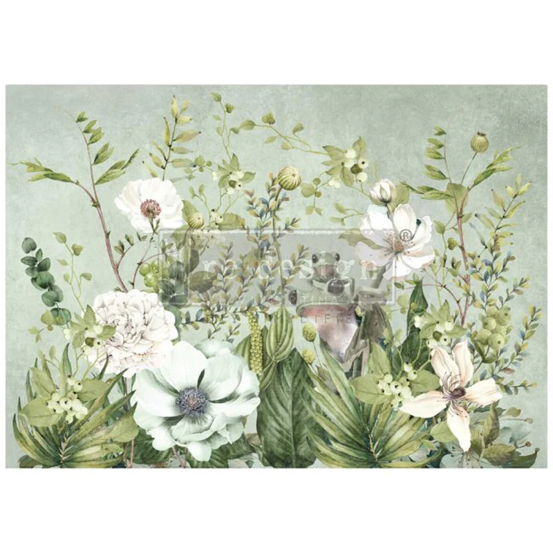 Carta da Découpage "FROGGY MEADOW GREENS" in Tessuto Formato A1
