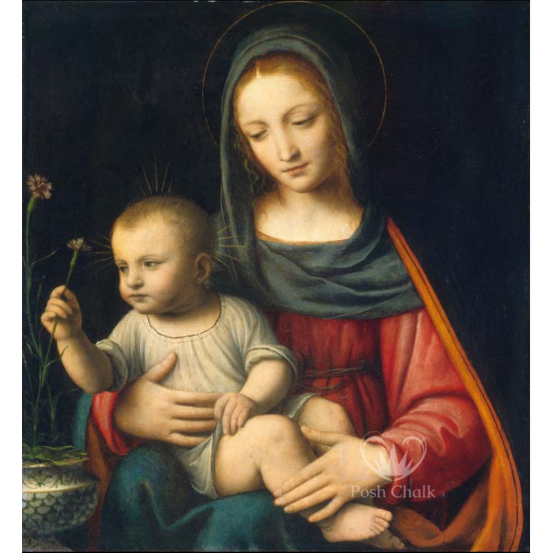Carta da Découpage "Madonna &amp; Child" in Carta di Riso Posh chalk 58x81 cm