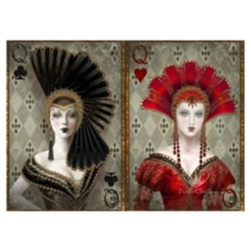 Carta da Découpage "Pair of Queens" in Carta di Riso Posh chalk 28,5x40cm
