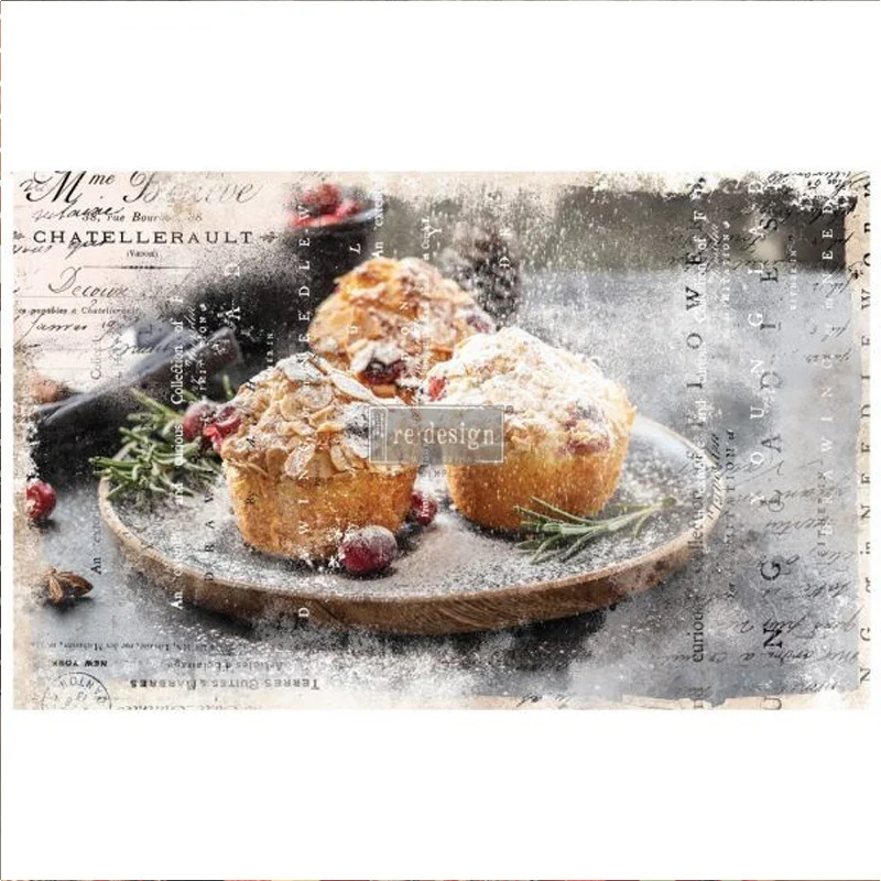 Carta da Découpage "WARM DESSERTS" in Tessuto 48x76cm