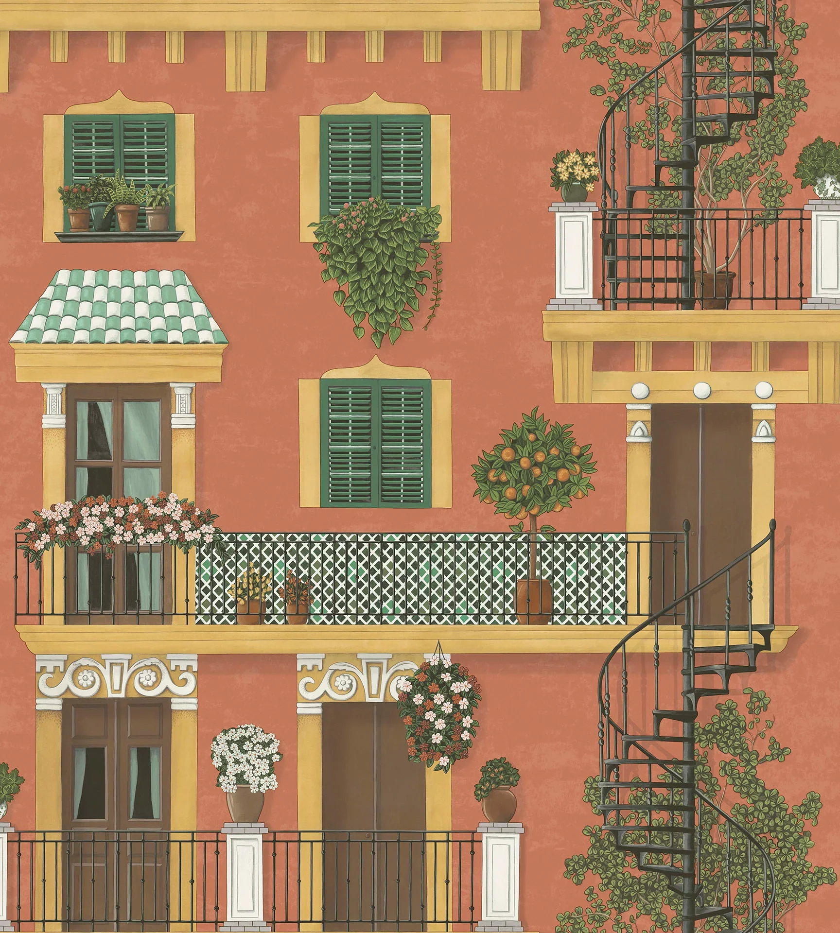 Carta da Parati "ALFARO arancione" Seville | COLE & SON