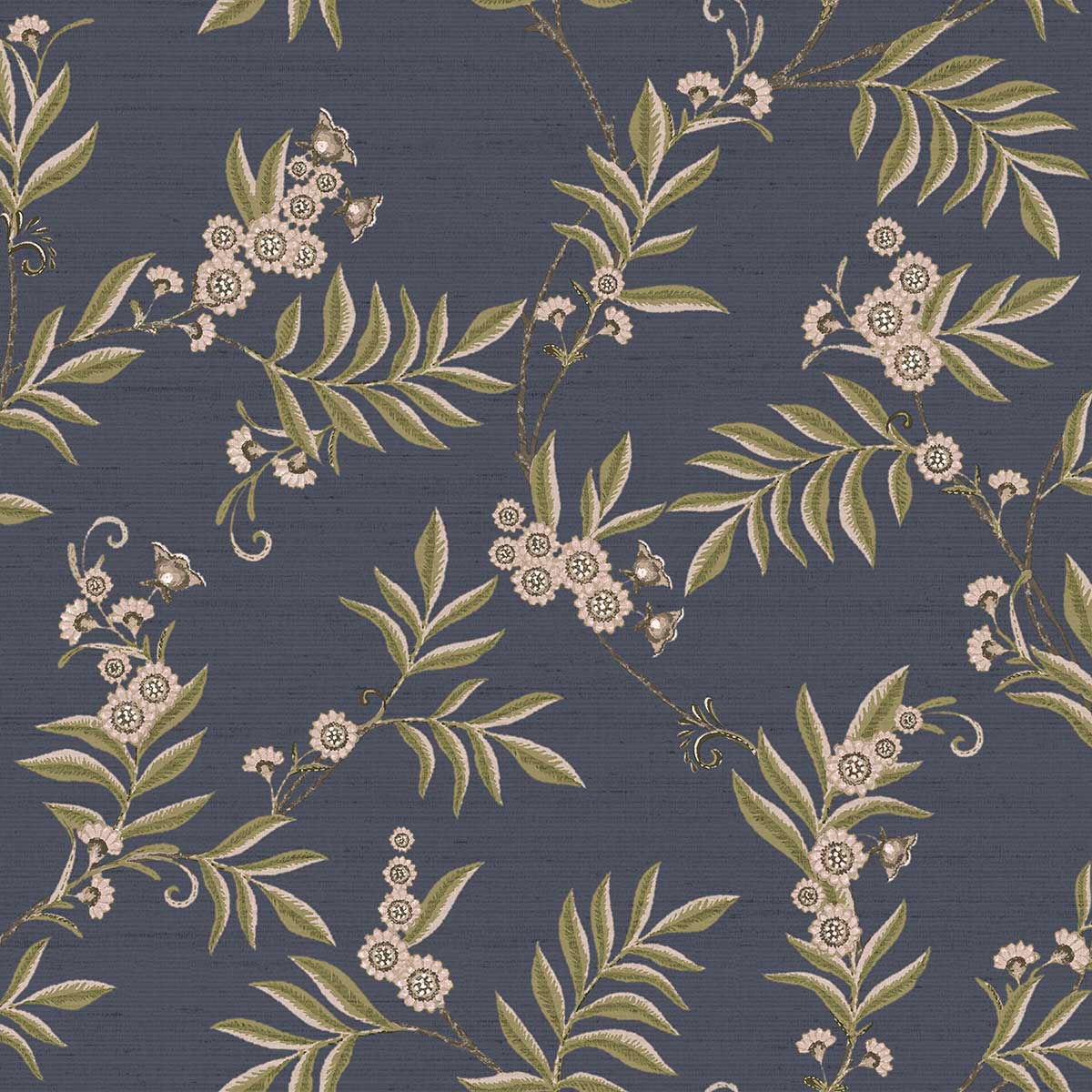Carta da parati "Botanica Blu Scuro", a metraggio o a rotolo