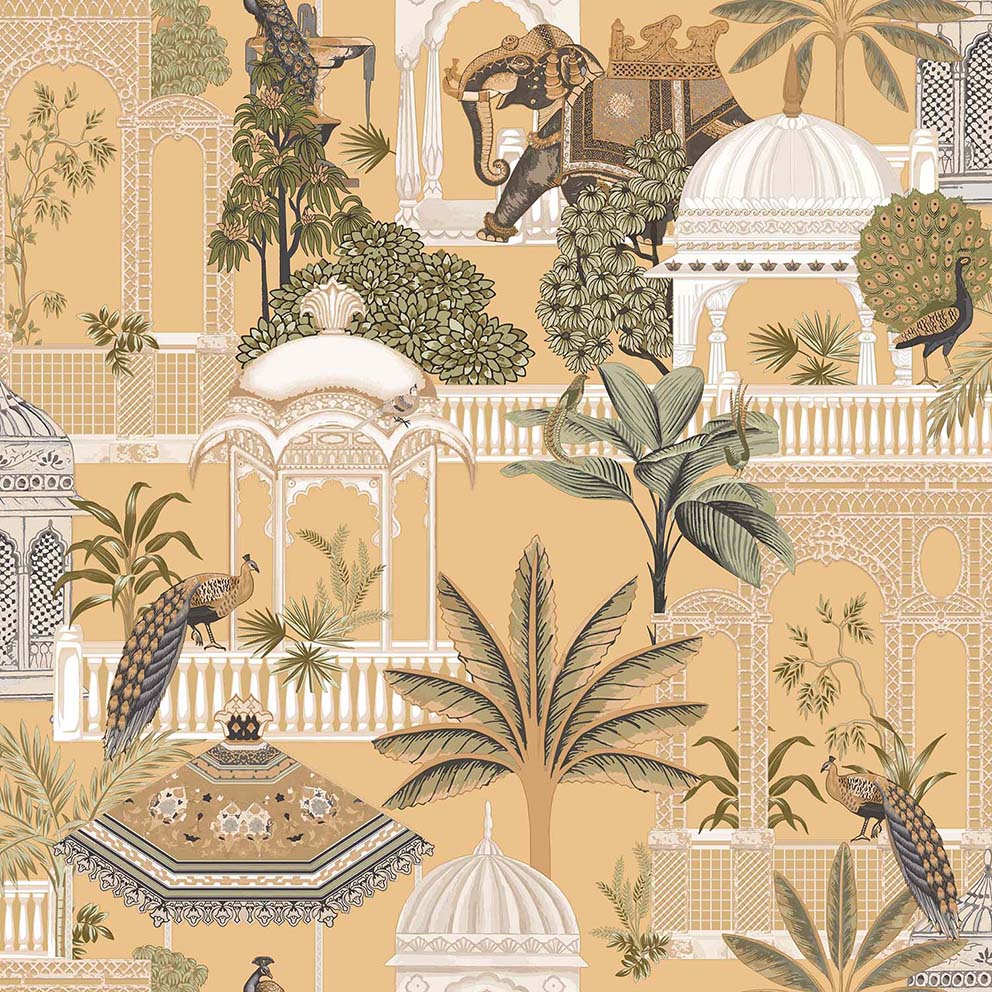 Carta da parati "BOTANY HOUSE SANCTUARY SENAPE", a metraggio o rotolo