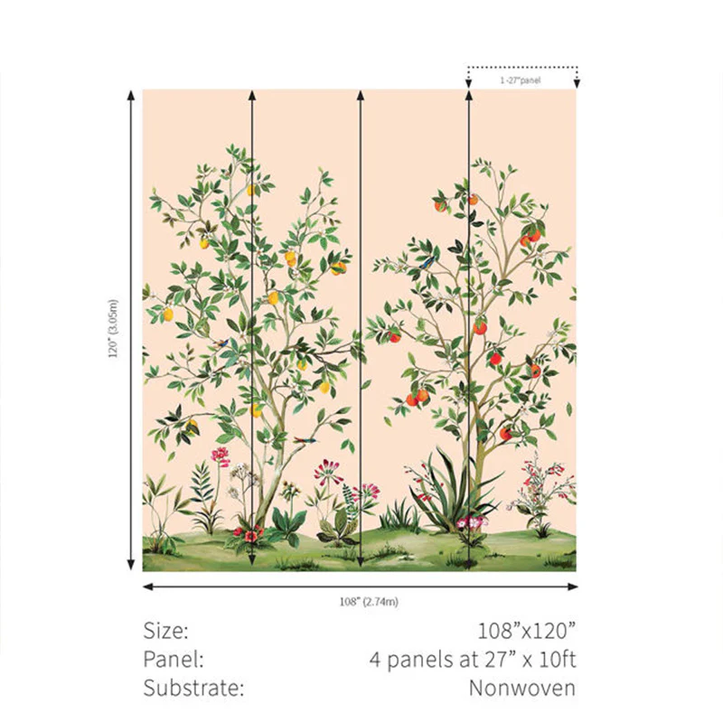 Carta da parati - "Citrus Grove Mural - Blush" | WALLQUEST - DAISY BENNETT - Image 3