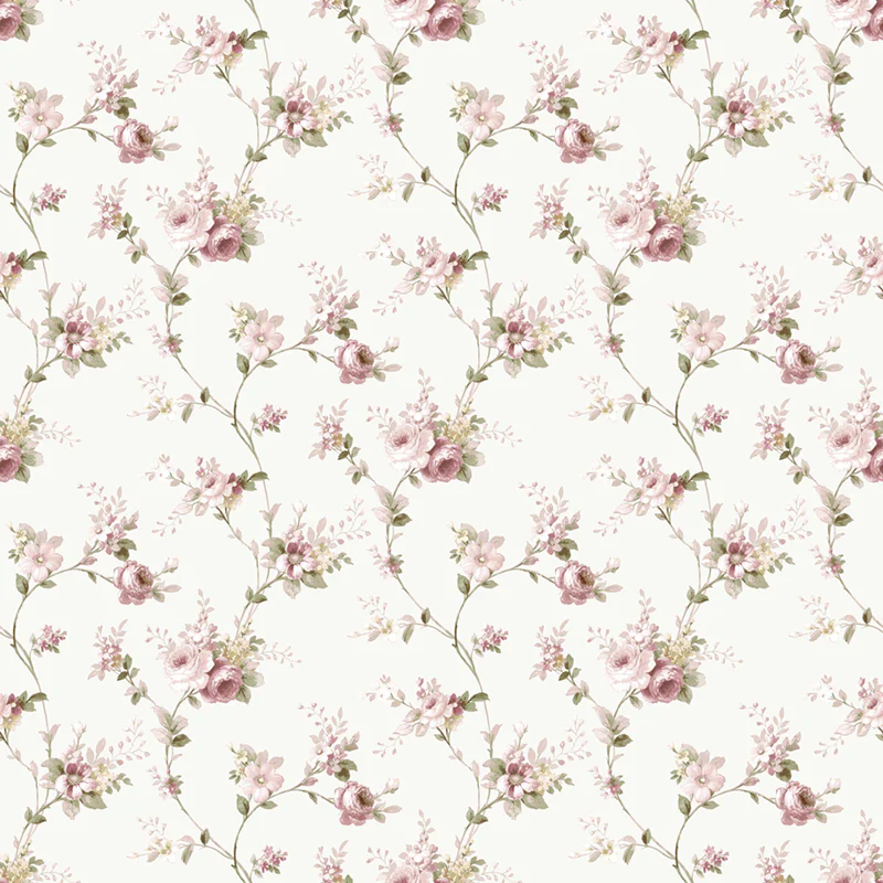 Carta da parati "Chaîne de Fleurs Rosé" a metraggio o rotolo