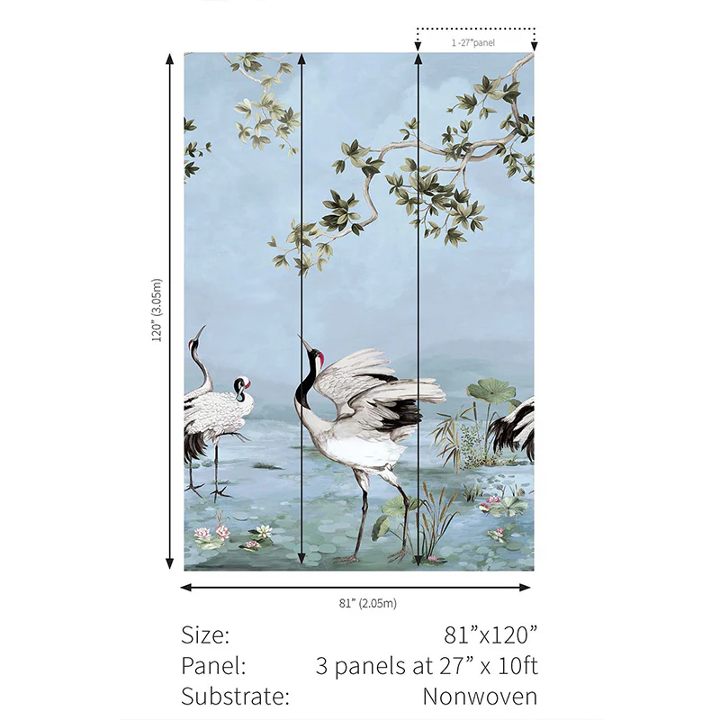 Carta da parati - "Crane Mural - Blue" | WALLQUEST - DAISY BENNETT - Image 2