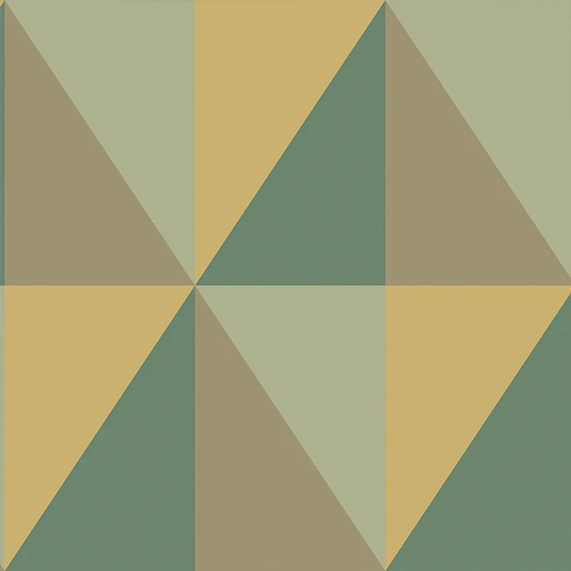 Carta da Parati “GEOMETRIC Apex Grand Olive, Forest Green & Metallic Gold” | COLE & SON