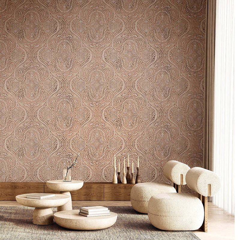 Carta da parati Grande "Damasco Arabesque Terra", Larghezza 1metro - a metraggio o rotolo - Image 2