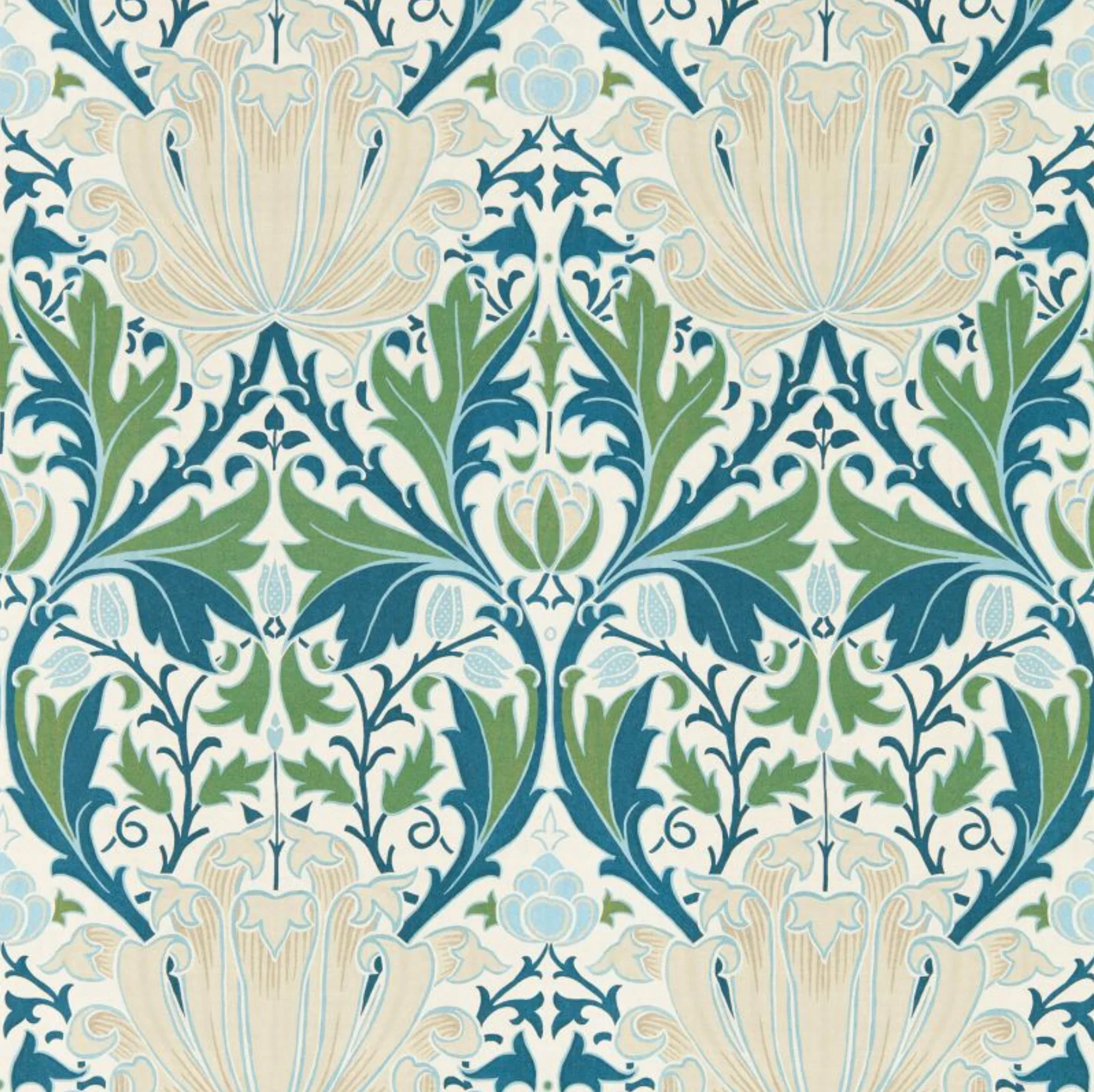 Carta da parati “Helena” beige, catalogo Morris & Friends a metraggio o rotolo