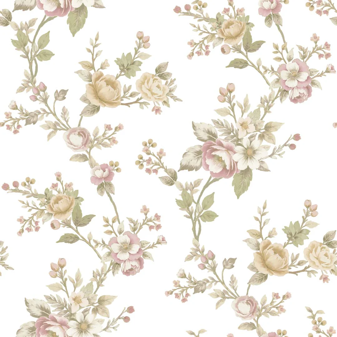Carta da parati "Intreccio fiorito beige" a metraggio o rotolo