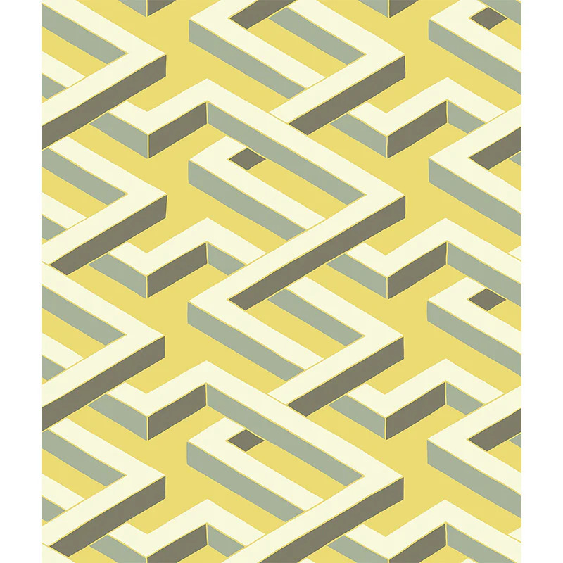 Carta da Parati “LUXOR White & Charcoal on Chartreuse” | COLE & SON