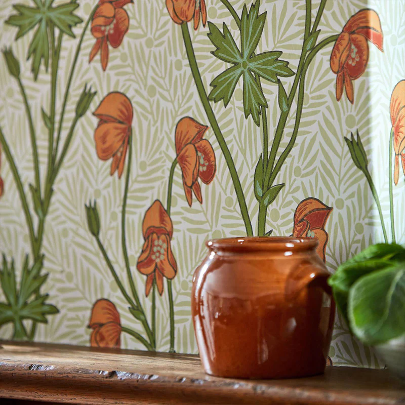 Carta da Parati "MONKSHOOD TANGERINE/SAGE" Morris & Co. - Sanderson - Image 4