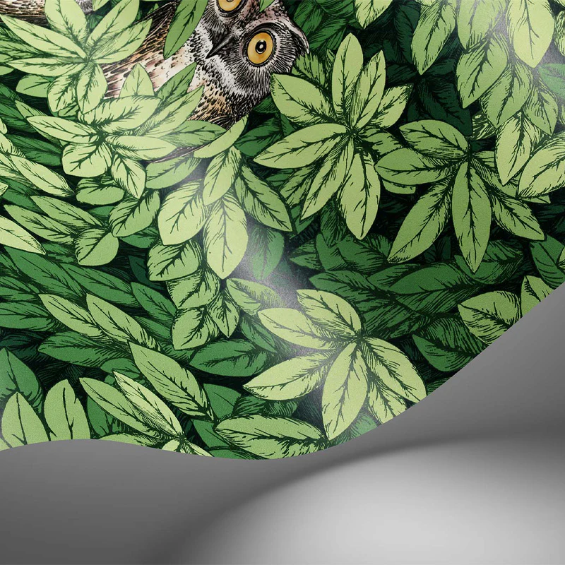 Carta da Parati "FOGLIE E CIVETTE VERDE" Fornasetti | COLE & SON - Image 2