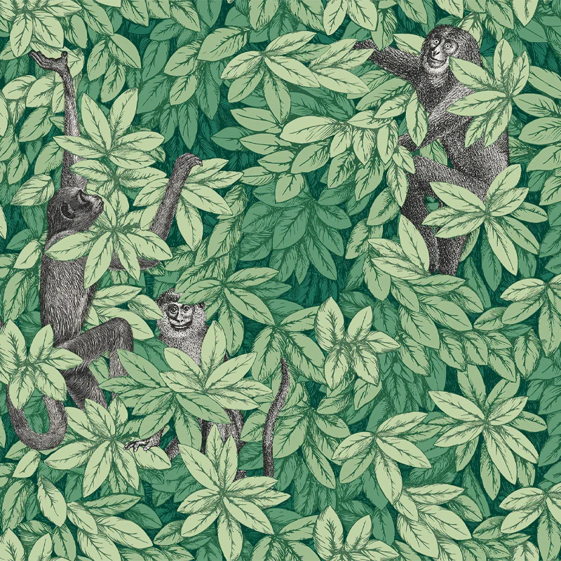 Carta da Parati "FOGLIE E SCIMMIE VERDE" Fornasetti | COLE & SON