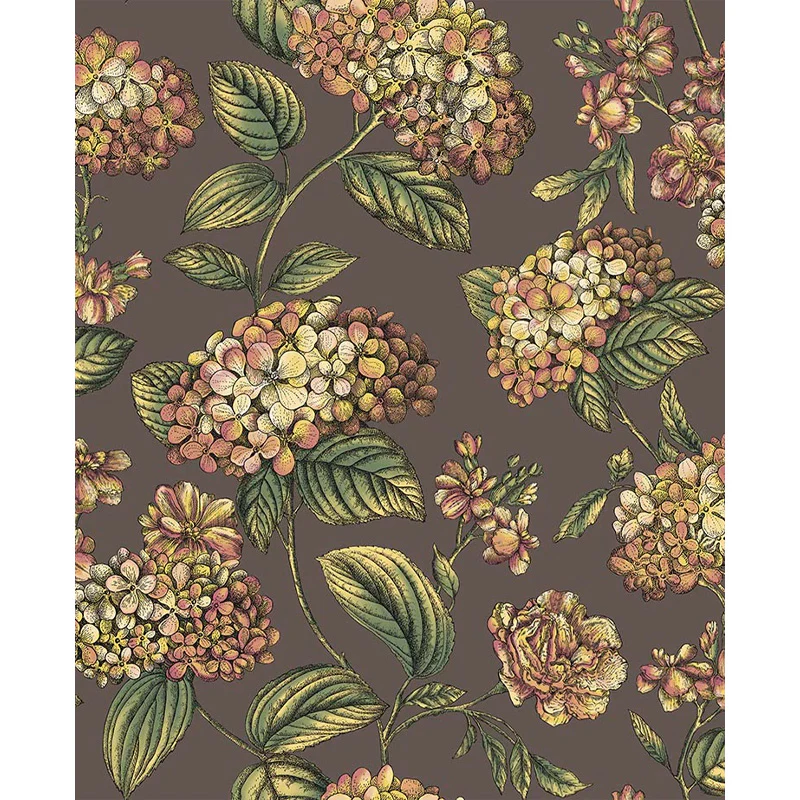 Carta da Parati "RAMO DI ORTENSIA MARRONE" Fornasetti | COLE & SON