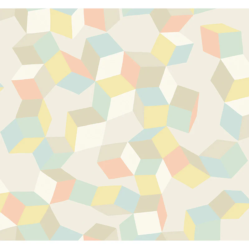 Carta da Parati “PUZZLE Duck Egg & Yellow on Cream” | COLE & SON