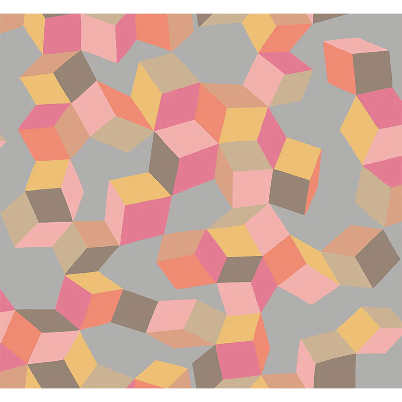 Carta da Parati “PUZZLE Fuchsia & Orange on Dove” | COLE & SON