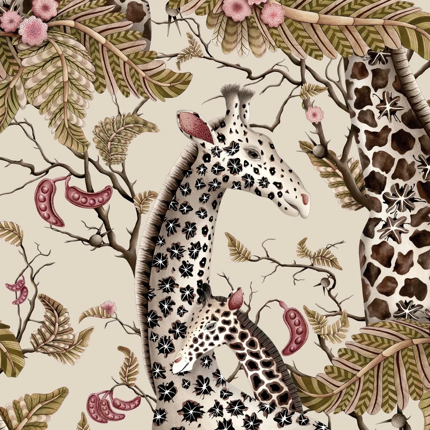 Carta da Parati “Royal Giraffe argento" | COLE & SON ARDMORE BAOBAB