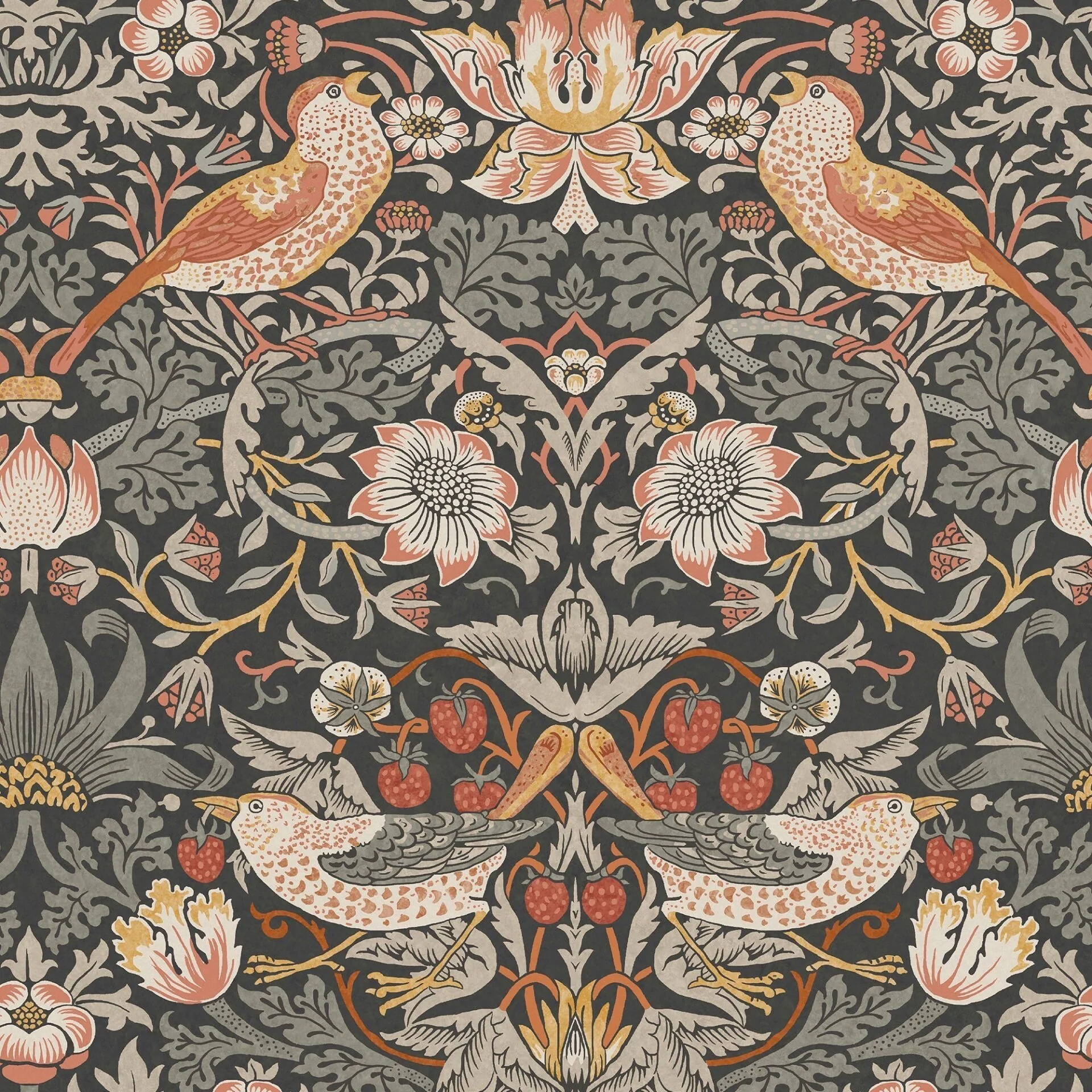 Carta da Parati "Strawberry Thief Charcoal" Morris at home