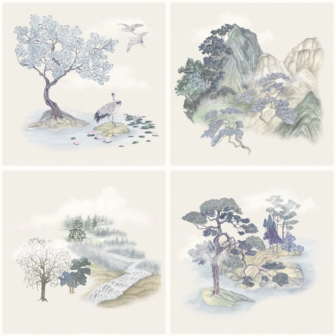 Carta da parati "Tile Toile blu" - YOKU | COLE&SON