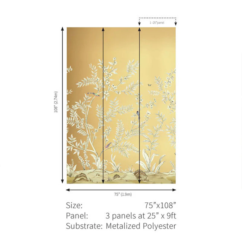 Carta da parati - "Vining Beauty Mural - Gold Metallic" | WALLQUEST - DAISY BENNETT - Image 3