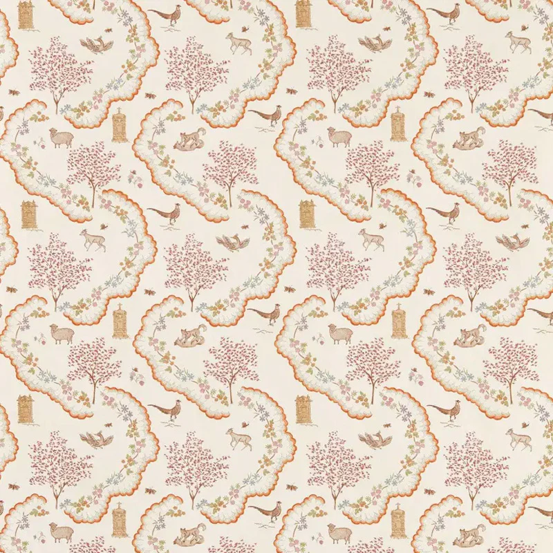 Carta da parati "Wildflower Meadow Arancio" - Highgrove - SANDERSON