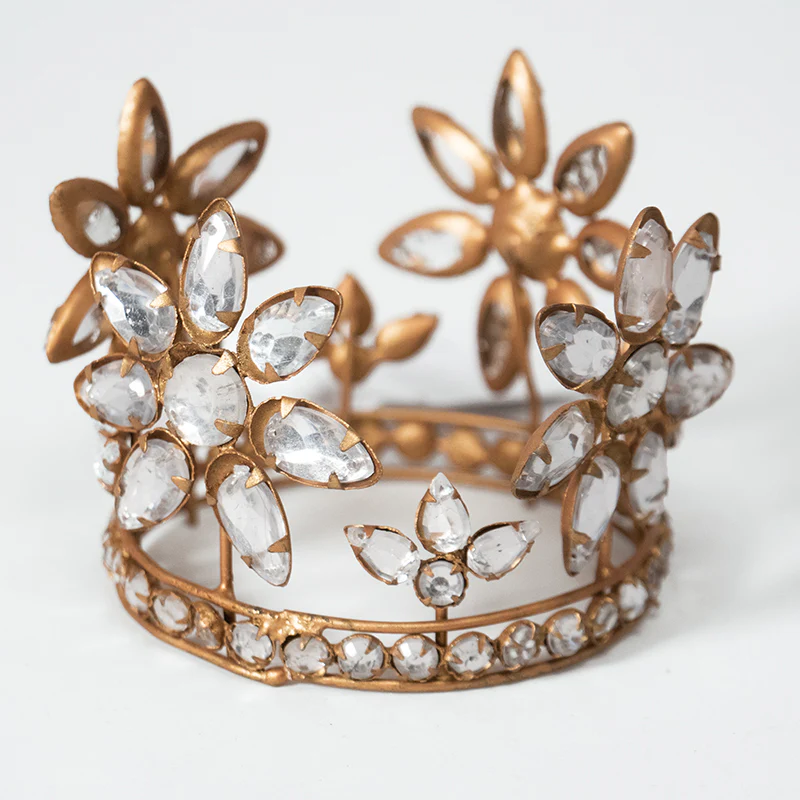 Decorazione corona “coroncina Flower”, oro e pietre