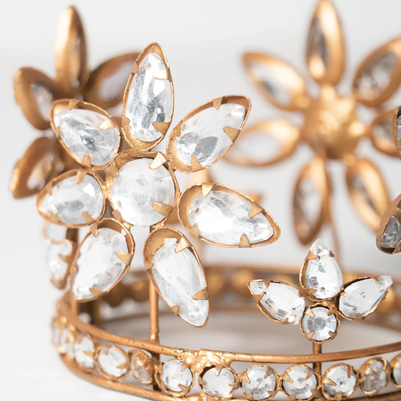 Decorazione corona “coroncina Flower”, oro e pietre - Image 2