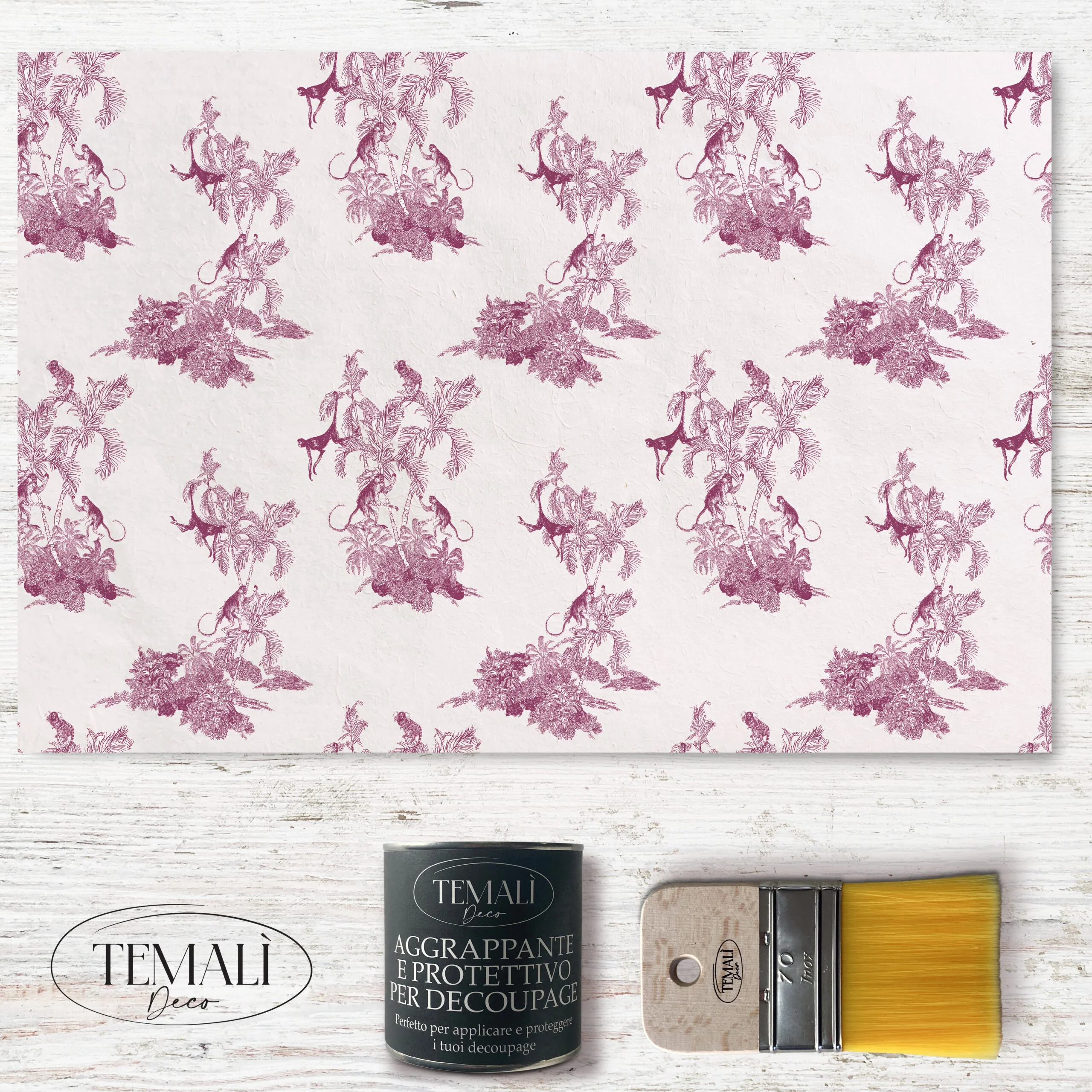 Dècoupage Toile de Jouy - Scimmie Rosa
