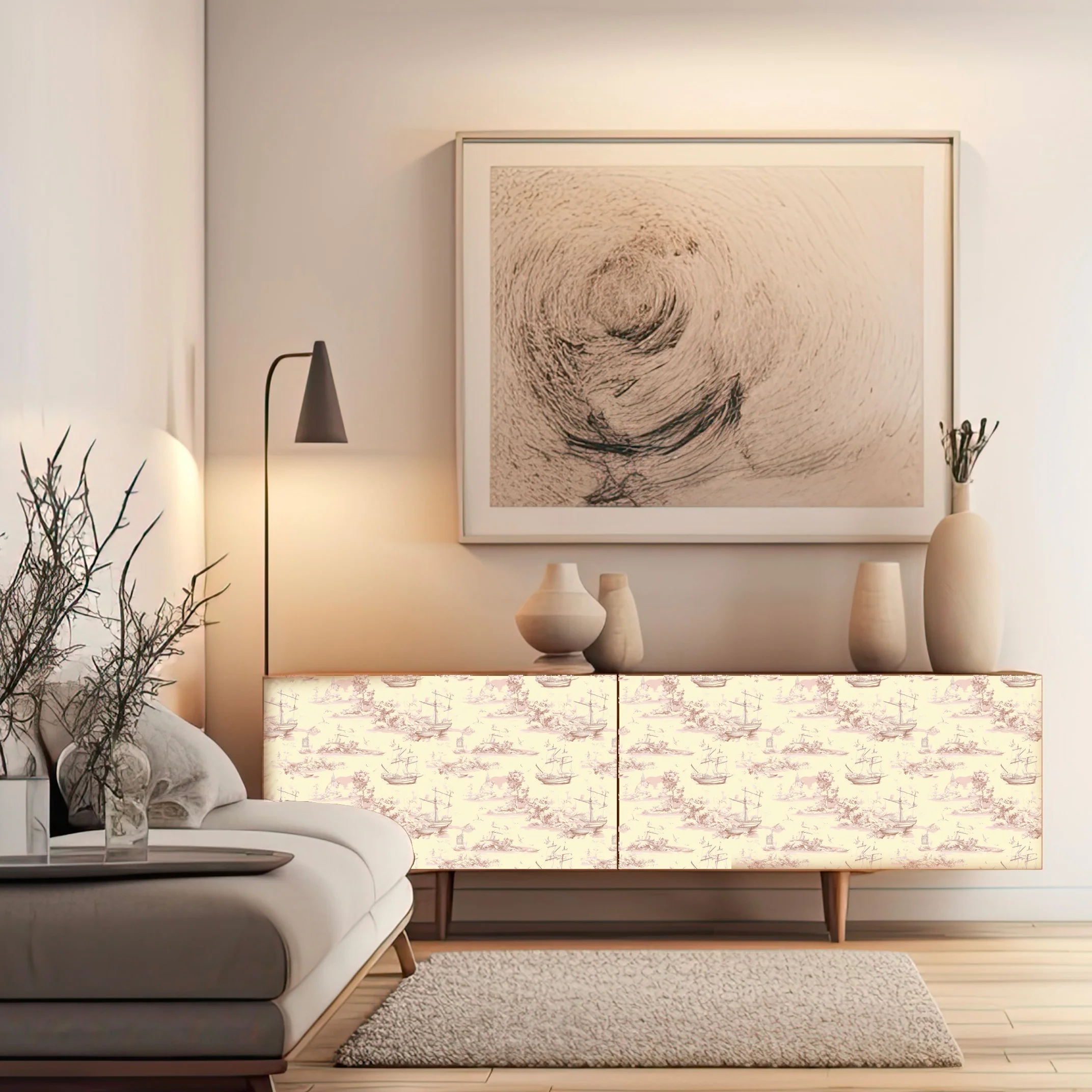 Dècoupage Toile de Jouy - Velieri rossi - Image 2