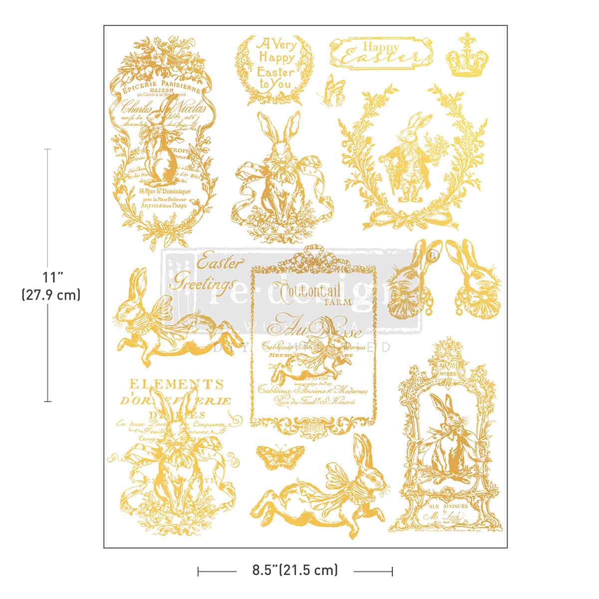 H2O Redesign Decor Transfers Gold "Gilded Spring" 1 foglio 21,5 x 29,7cm