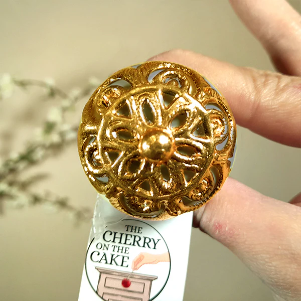 Pomello in ceramica “Sfera Preziosa Beige Scuro & Oro" - Image 3