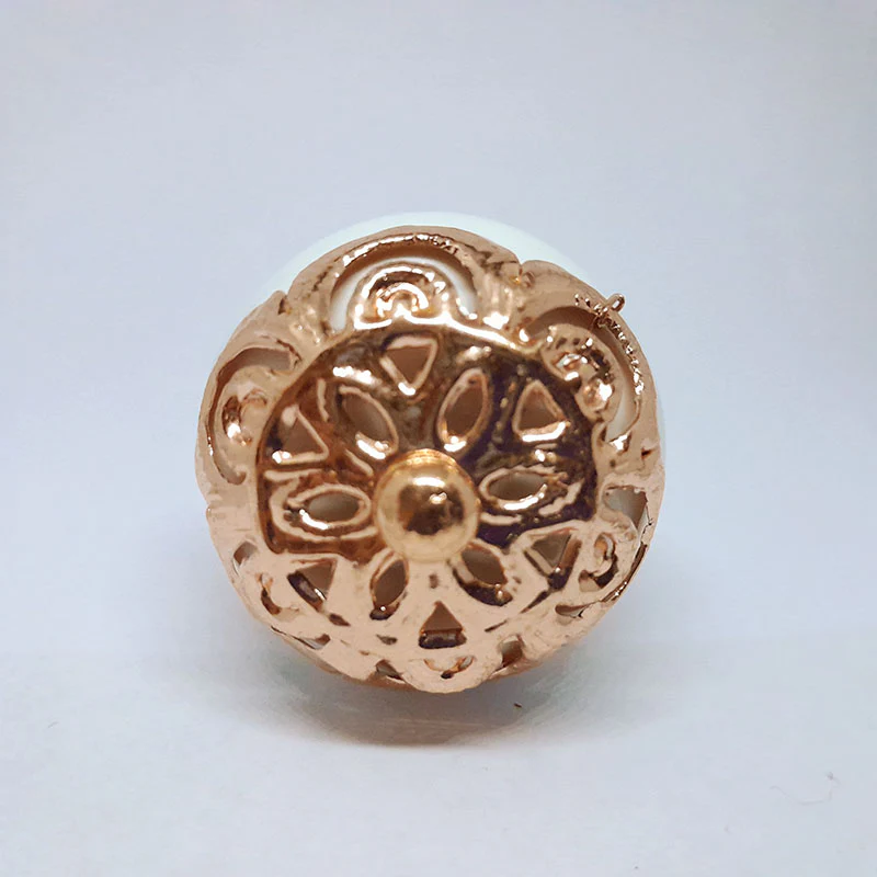 Pomello in ceramica “Sfera Preziosa Bianca & Rame"