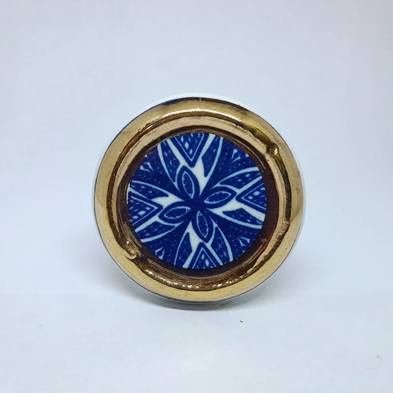 Pomello in ceramica “Tondo Geometrico Blu"