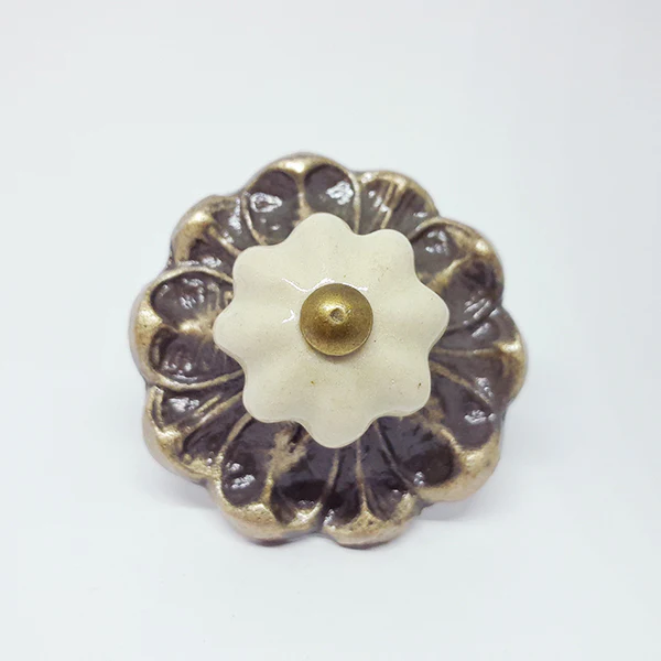 Pomello in ferro “Metal Cream Flower" - Image 2