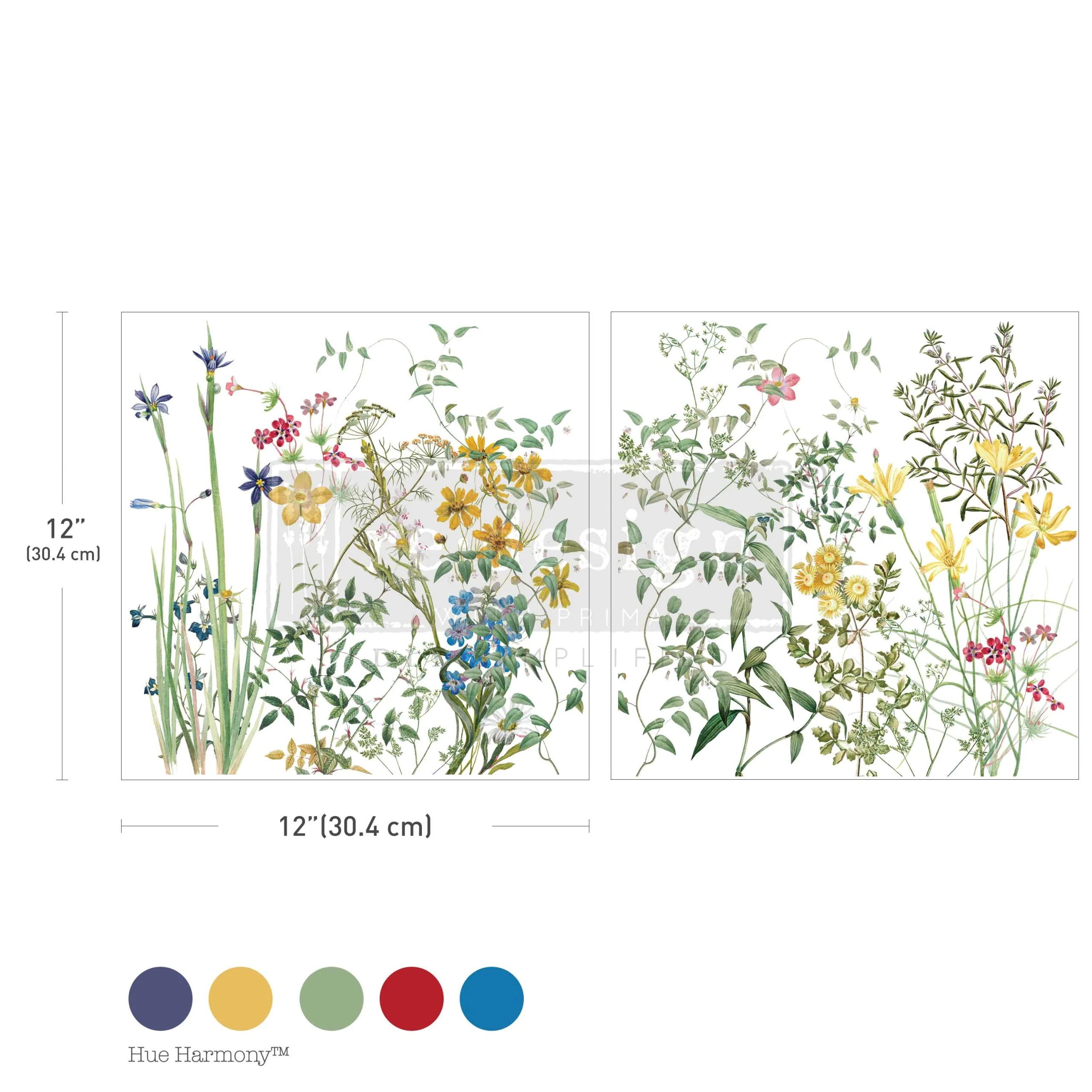 Redesign Decor Transfers "Eclat Floral " 2 fogli 30,48x30,48 cm