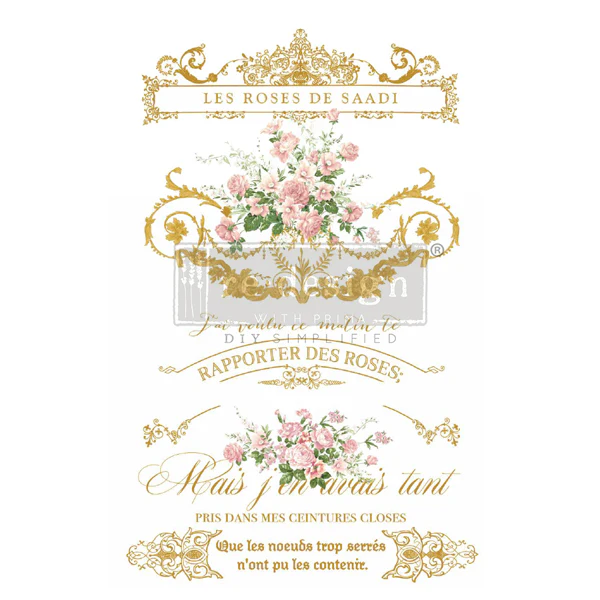 Redesign Decor Transfers Gold Foil Kacha “LES ROSES” 60x88 cm